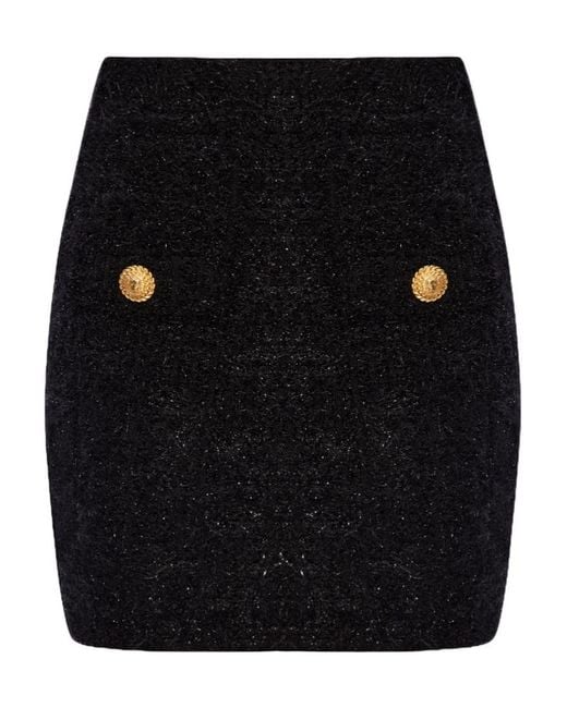Balmain Black Tweed Mini Skirt