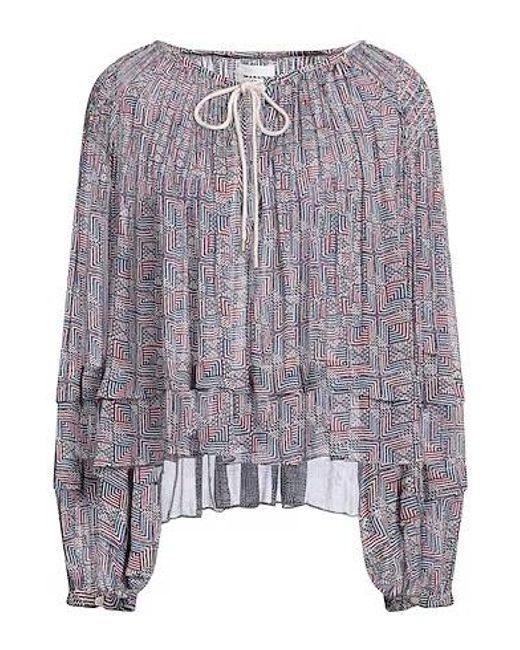 Isabel Marant Purple Floral Chiffon Long-Sleeve Top