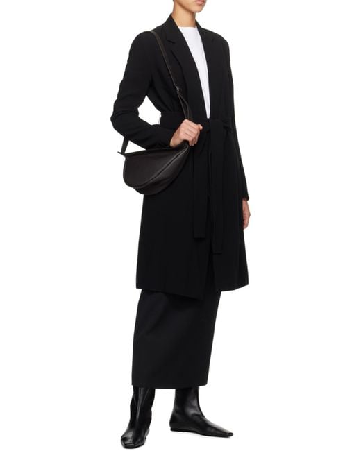 The Row Black Strap-Up Long-Sleeved Coat