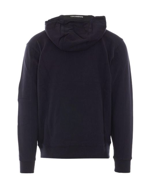 C P Company Blue Drawstring Hooded Sweatshirt for men