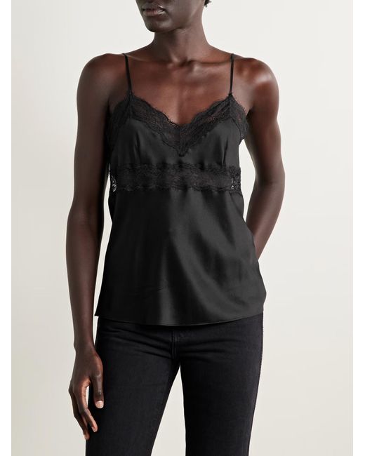 Nili Lotan Black Felicie Lace-Detail Top