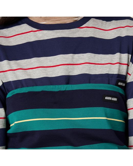 Miu Miu Blue Striped Knitted Top
