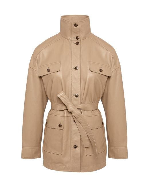 Yves Salomon Natural Buttoned Belted Jacket