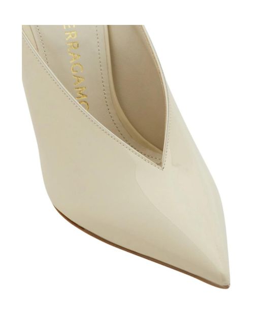 Ferragamo White Ferragamo Itaca Sculpted-Heel Mules
