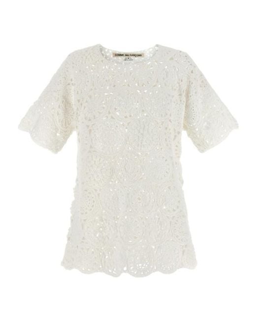 Comme des Garçons White Round-Neck T-Shirt
