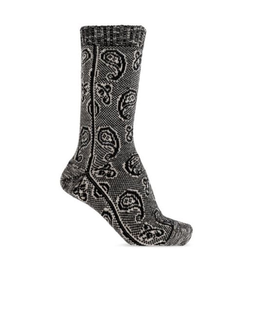 Dries Van Noten Black Jacquard Wool Socks for men