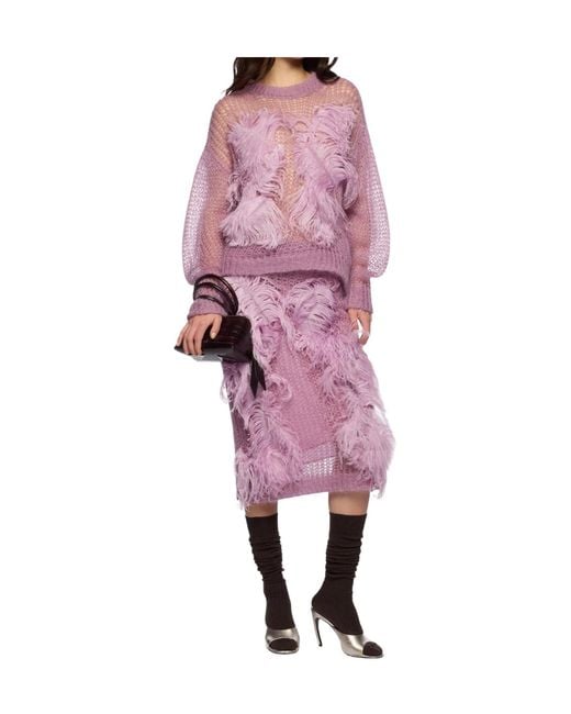 The Attico Purple Knit Skirt