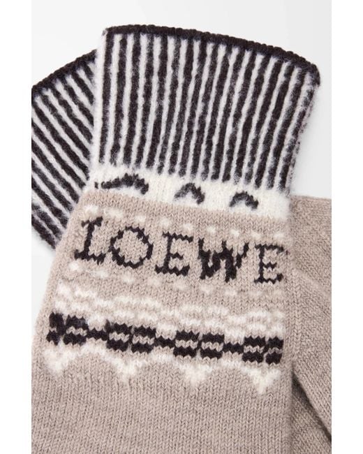 Loewe White Logo-Embroidered Patterned Gloves