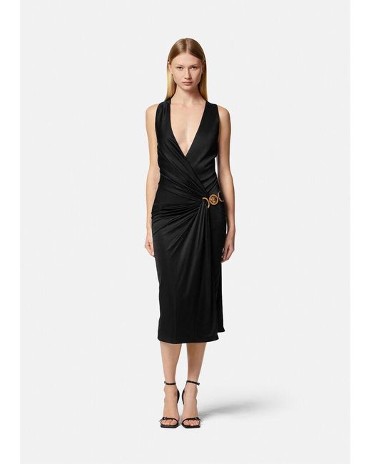 Versace Black Logo-Plaque Sleeveless Dress