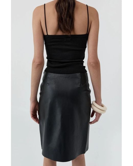 St. Agni Black Piping Tie-Waist Skirt