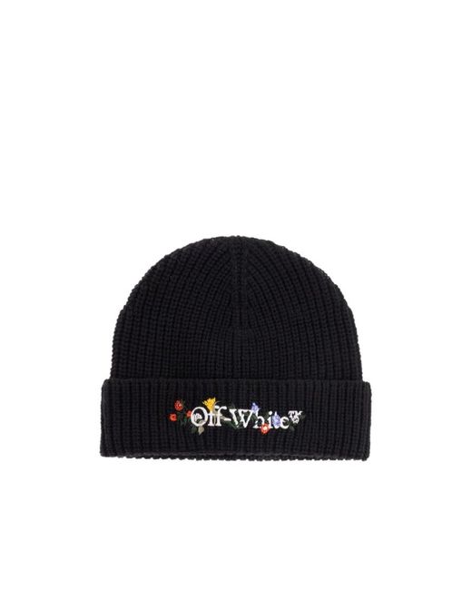 Off-White c/o Virgil Abloh Blue Logo Embroidered Knitted Beanie