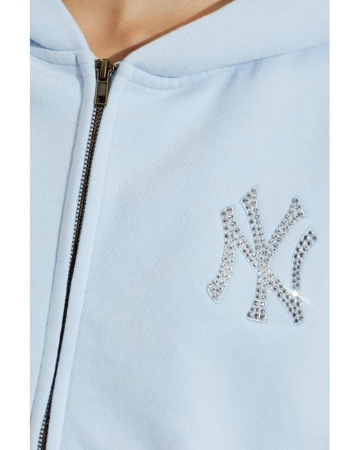 Sporty & Rich Blue Long-Sleeve Hooded Sweatshirt