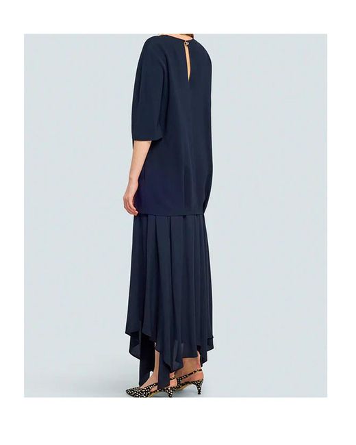 Semicouture Blue Short-Sleeved Panelled Dress