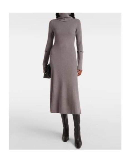 Proenza Schouler Gray Jocelyn Ribbed-Knit Midi Dress