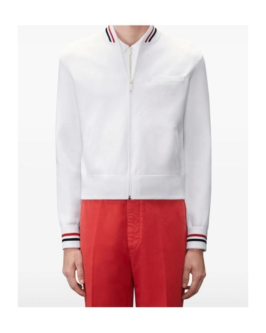 Thom Browne White Browne 65 Intarsia Bomber Jacket for men