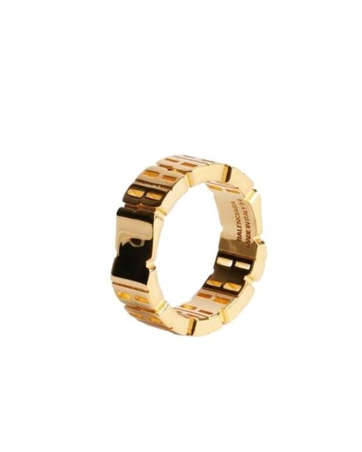 Balenciaga Metallic Logo Band Ring