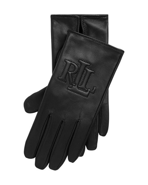 Ralph Lauren Black Embossed Logo Gloves