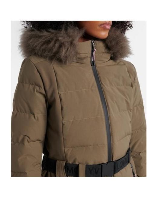 Yves Salomon Green Belted Down Jacket