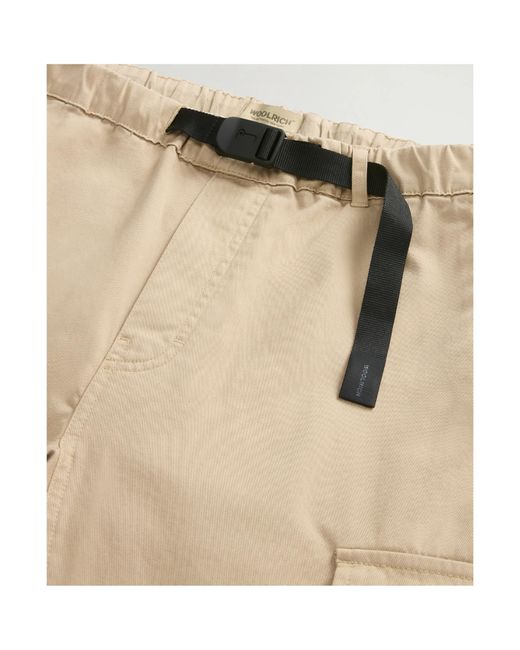 Woolrich Natural Belted Cargo Trousers for men