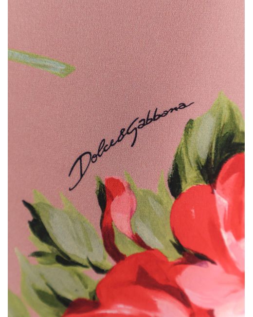 Dolce & Gabbana Pink Rose Bouquet Print Midi Dress
