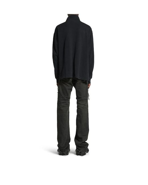 Balenciaga Blue Laurel Destroyed Long Sleeved Polo Shirt for men