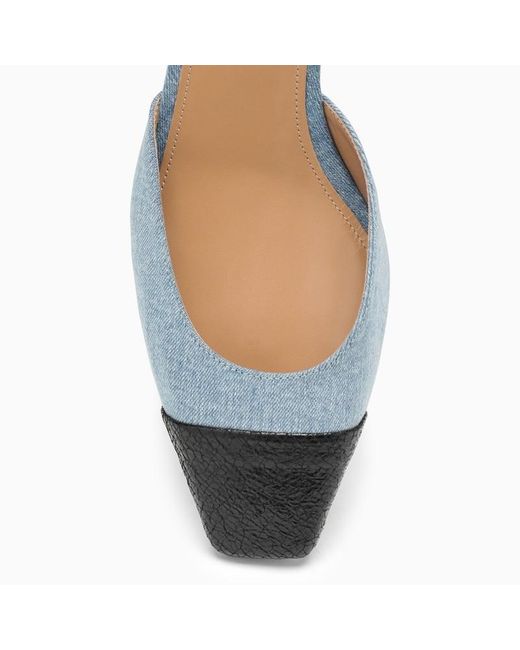 Aquazzura Blue Two-Toned Square Toe Pumps