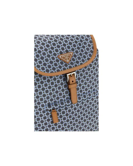 Prada Blue Logo Backpack for men