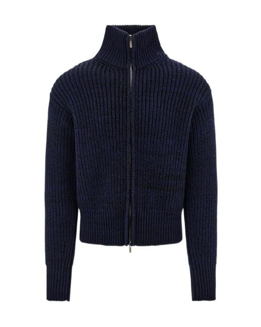 Ferragamo Blue Knitted Blouson for men