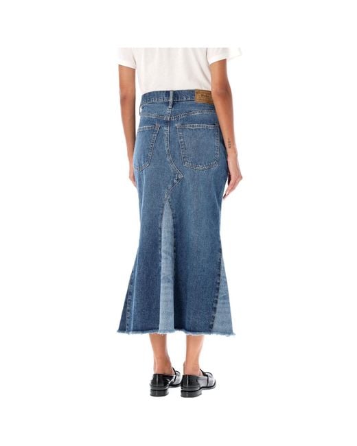Polo Ralph Lauren Blue Denim Quilted Mid-Length Skirt