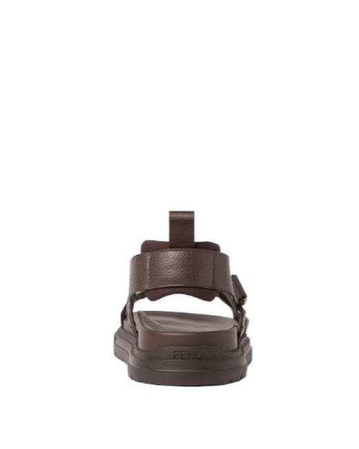 Fendi Brown Macro Selleria Ankle-Strap Sandals for men