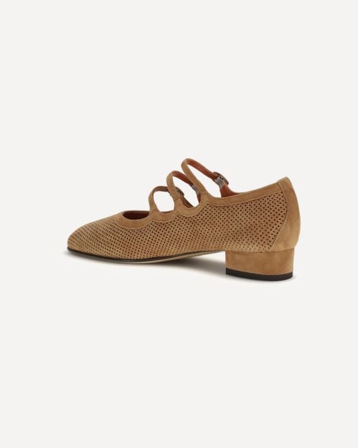 CAREL PARIS Brown Triple-Strap Perforated Pumps