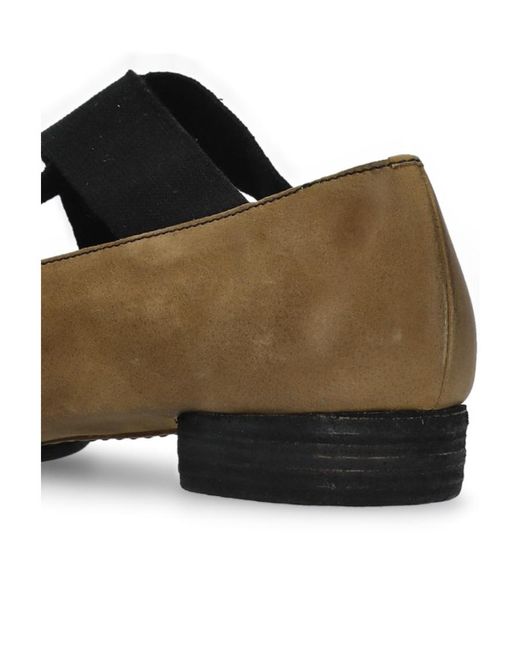 Uma Wang Brown Square-Toe Suede Ballerina Shoes