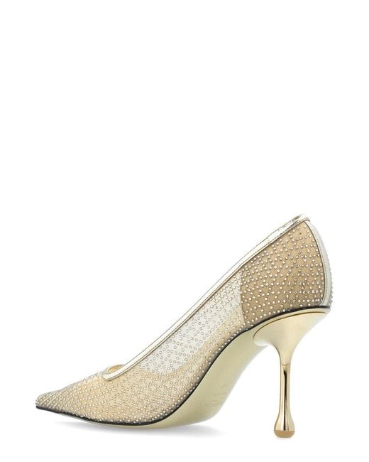 Jimmy Choo White Lxia 80 Embellished Pointed Toe Pumps
