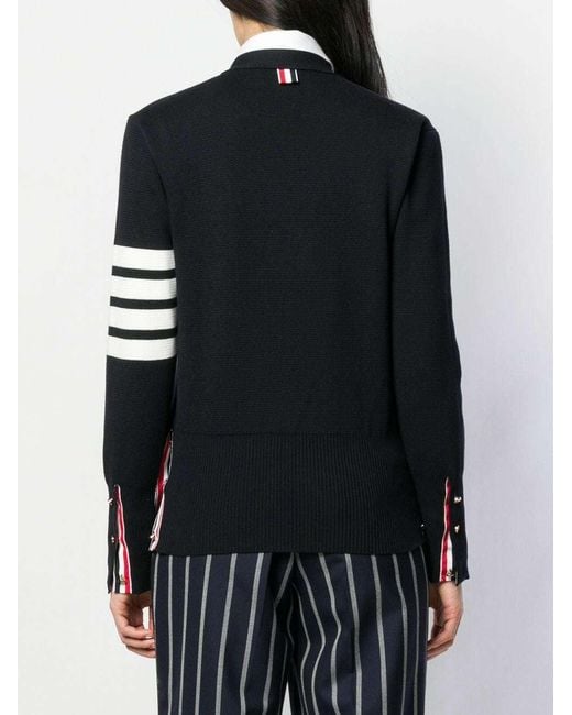 Thom Browne Black 4-Bar Stripe Knitted Cardigan