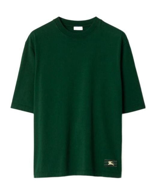 Burberry Green Ekd Logo-Patch Crewneck T-Shirt for men