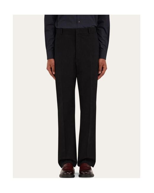 Ferragamo Black Cotton Canvas Pants for men