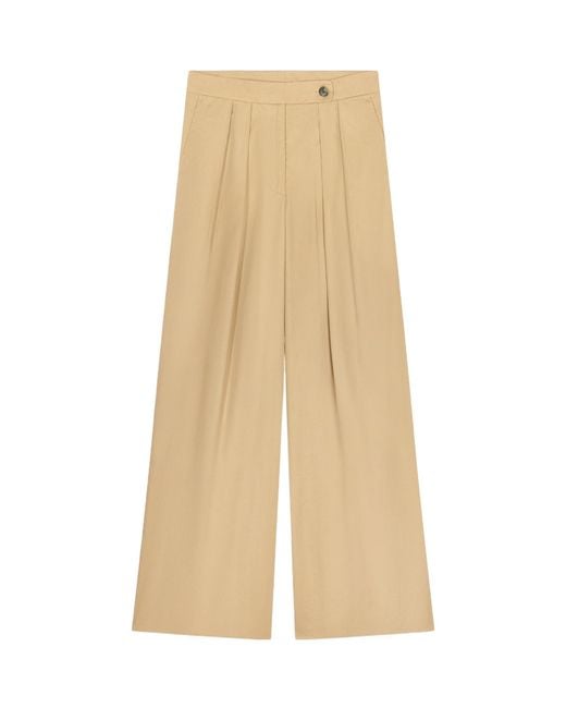 Dries Van Noten Natural Pleat Detailed Wide Leg Pants