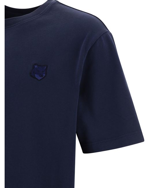 Maison Kitsuné Blue Maison Kitsuné Bold Fox Head Patch Crewneck T-Shirt for men