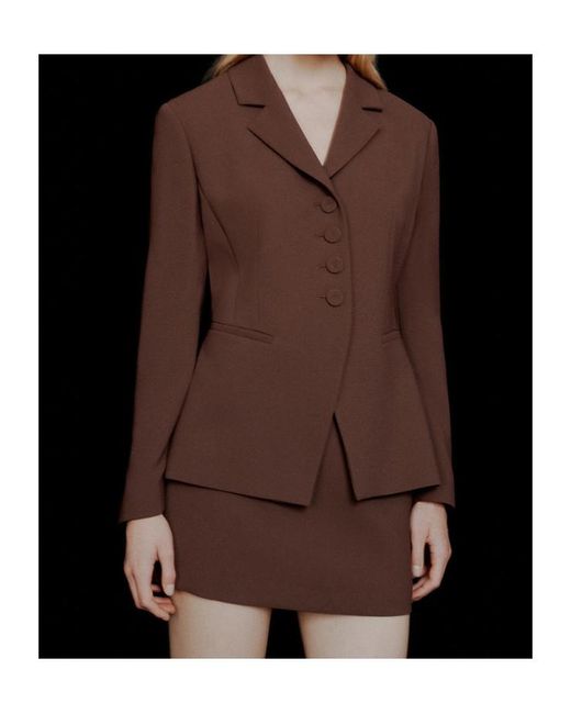 Marella Brown Semi-Fitted Envers Satin Blazer