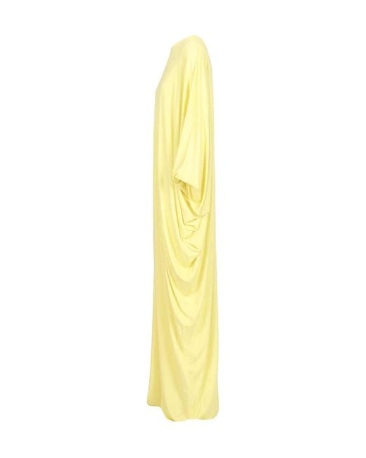 Tom Ford Yellow Long-Sleeved Asymmetric Evening Dress