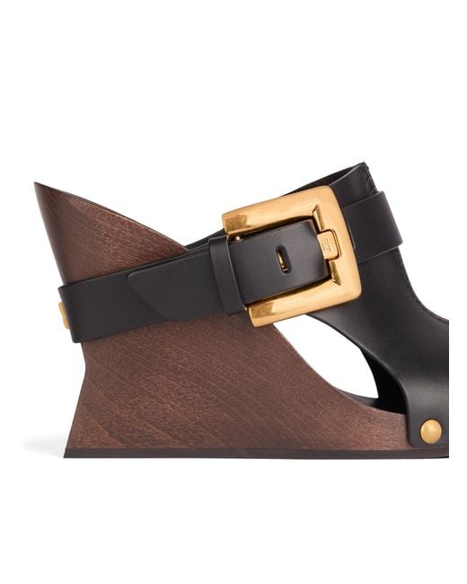 Balmain Brown Anthem Buckled Heeled Sandals