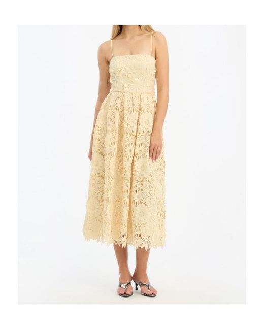 ROTATE BIRGER CHRISTENSEN Metallic 3D Lace Midi Dress
