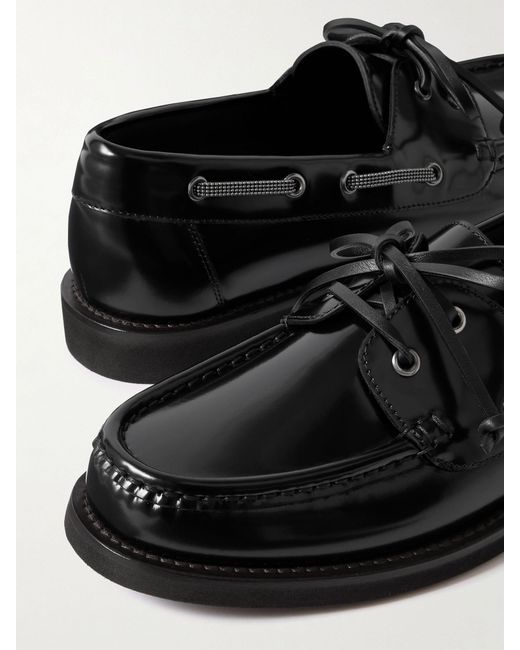 Brunello Cucinelli Black Lace-Up Loafers