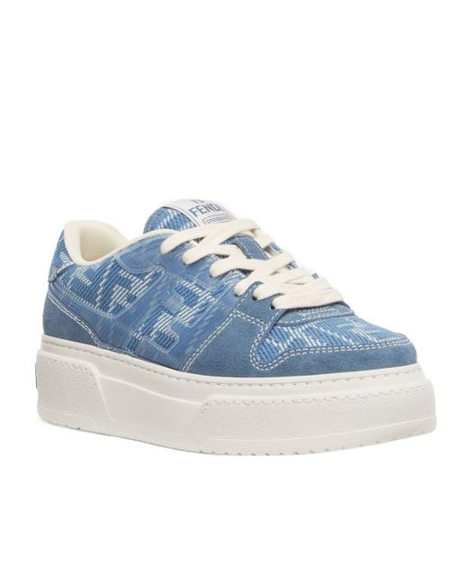 Fendi Blue Match Panelled Low-Top Sneakers
