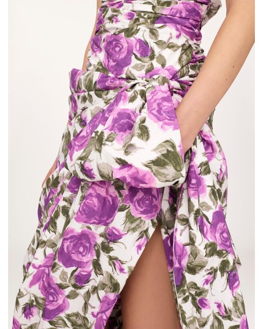 Chloé Purple Cotton Poplin Strapless Midi Dress