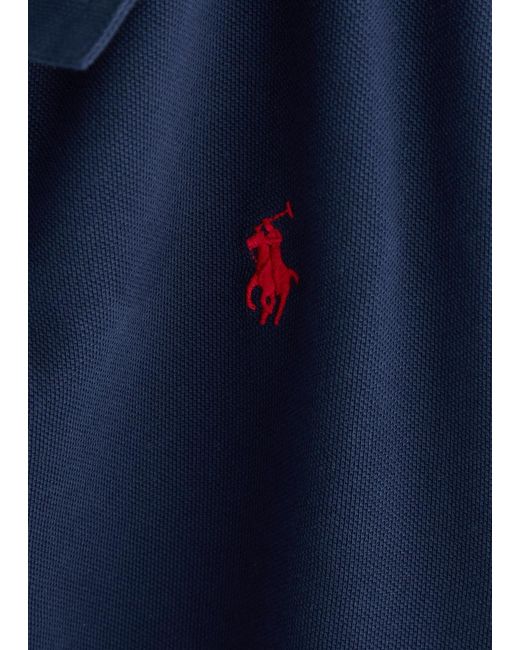 Polo Ralph Lauren Blue Slim Piqué Cotton Polo Shirt for men