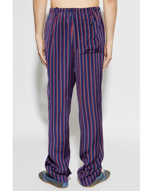 Dries Van Noten Purple Striped Straight-Leg Trousers for men