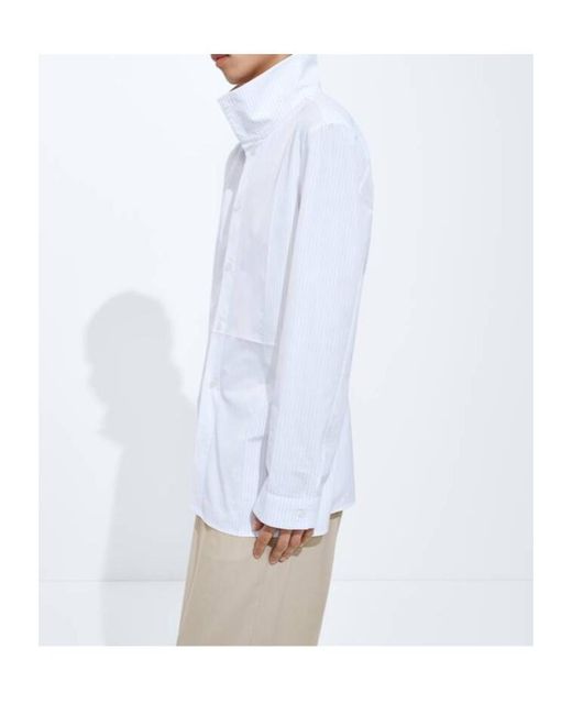 Bottega Veneta White Cotton Poplin Pinstripes Shirt for men