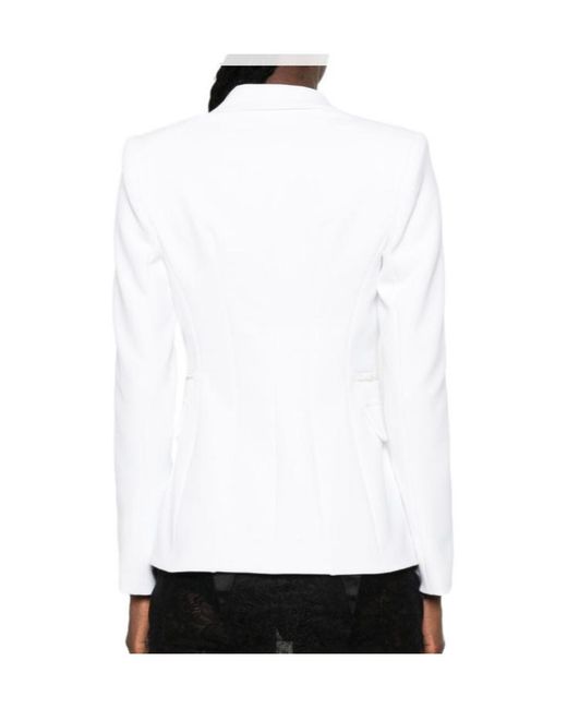 Elisabetta Franchi White Notched-Lapels Single-Breasted Blazer