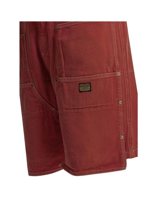 Kapital Red Drawstring Elastic-Waist Shorts for men